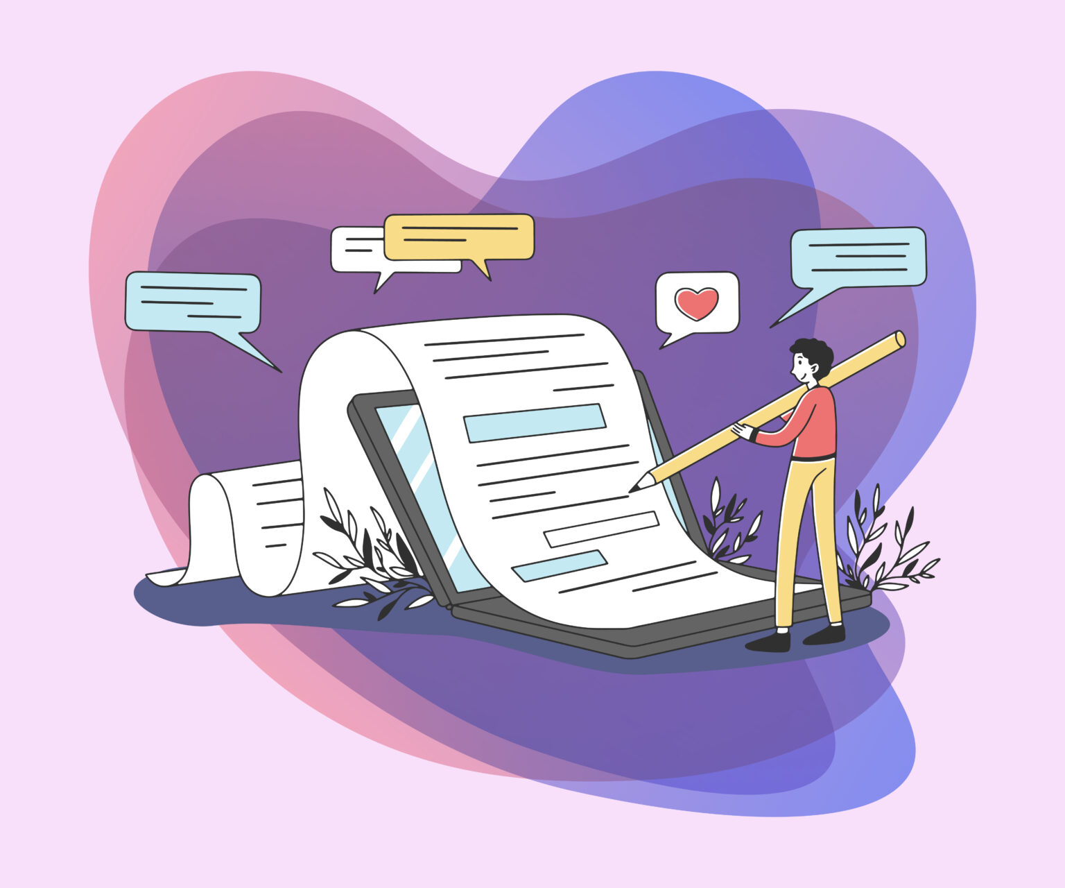 content author writing creative article flat vector illustration